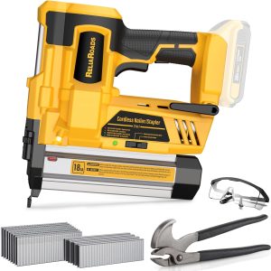 reliaroads 2" cordless brad nailer, 18ga 2 in 1 staple nail gun for dewalt 20v max battery
